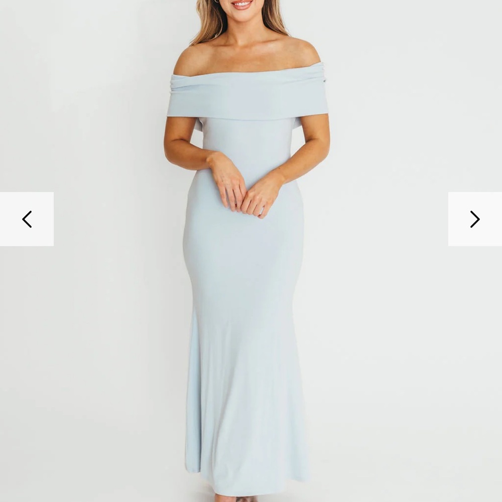 Chic Light Blue Off-Shoulder Maxi Dress